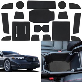 ZOXOQ Center Console Liner Fit for Honda Accord Accessories 2023 2024 2025 Cup Holder Coaster Anti Dust Liner Door Pocket Pad Interior Trim Non-Slip Slot Mat Custom Rubber Insert, 17pcs (Black)