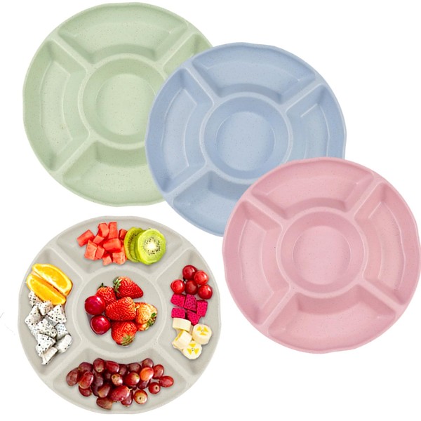 Hocadrv Pack of 4 Snack Plates, Snack Bowl with 5