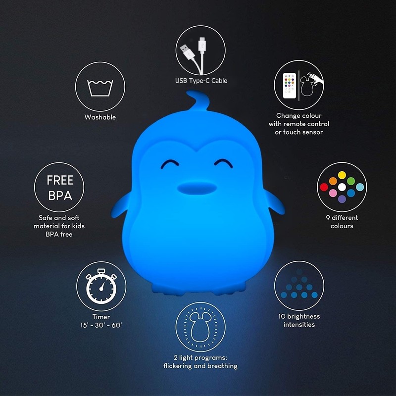 Glinrui Large Penguin Night Light for Babies Bedroom Light, Nursing