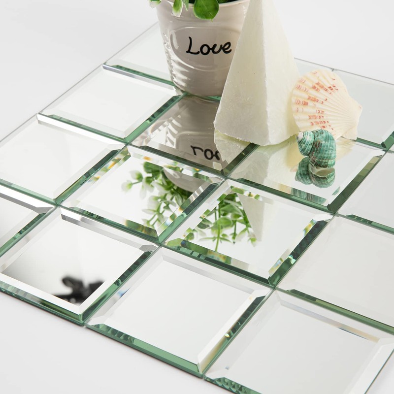 Lovdeco Peel and Stick 3 Inch Beveled Mirror Glass Tile