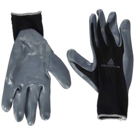 Delta Plus DPVE712GR Polyester Knitted Glove / Nitrile Palm, Black/Grey, Size 11