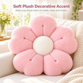 Soft Plush Daisy Flower Throw Pillow for Bed & Sofa – Cotton-Filled Floral Cushion for Cozy Bedroom and Living Room Decor