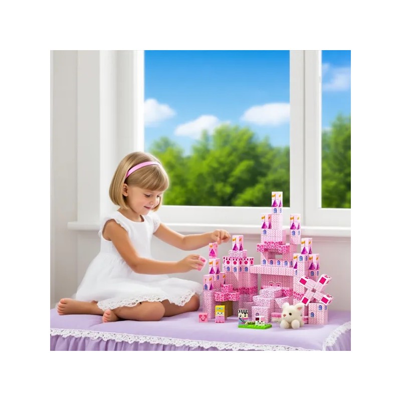 Bloques Magnéticos Juguete Castillo Rosa 100 Piezas