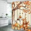AEMBEE Fall Halloween Shower Curtain Cute Cat with Ghost Thanksging