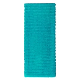MUkitchen 100% Cotton Ridged Dishtowel, Aquamarine - 18 x 28 inches