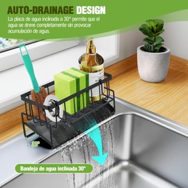 BYCRAY Porta Esponja Fregadero, Organizador de Fregadero de Cocina Soporte de Esponja y Jabón, Estante de Trapo, Organizador de Fregadero de Cocina