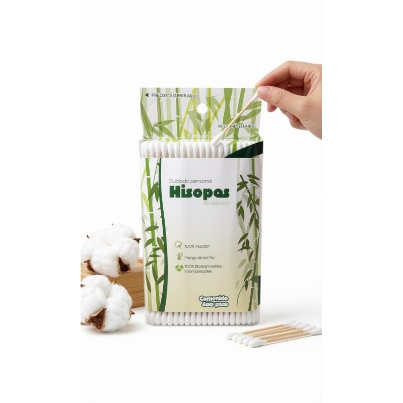 Hisopos de Algodón, 800 Piezas Aplicadores de Bambú 2 Pack,