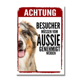 Australian Shepherd 3 Approval Dog Sign Saying Door Sign Dog Sign Warning Sign Gift Idea Safety Sign Dog Private Property Dog Warning Warning