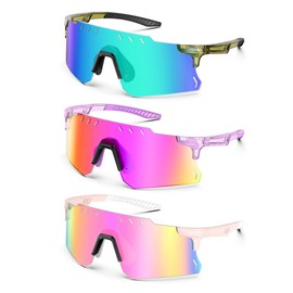 Dvobez 3-Pack Polarized Sports Sunglasses - Frameless Design for Unobstructed Wide View - UV400, Non-Slip Fit for Cycling, Fishing & Driving