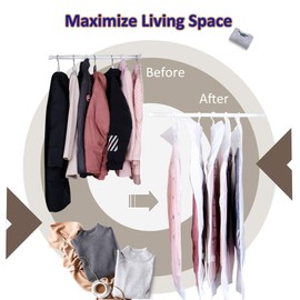 Cayomi Hanging Vacuum Storage Bags for Clothes Coat Dress, 6 Pack Jumbo and Large Hanging Vacuum Sealed Bags for Travel, Space Bags Compression Bags for Closet Organizer, Garment Bags for Moving