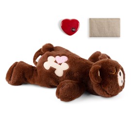 PetPrime Dog Heart Beat Puppy Plush Bear Toy - with Warmer Bag Pet Soft Anxiety Puppy Relief Toy Heartbeat Stuffed Animal Sleeping Buddy Anxiety Dog Toy (Brown Bear)
