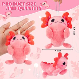 LSGYPAQ 12PCS Axoloxt Keychain Plush Toys Cute Axoloxts Stuffed Animal, Soft Pink Mini Axoloxt Plush Bulk for Birthday Party Favors Graduation Gifts Bag Classroom Exchange
