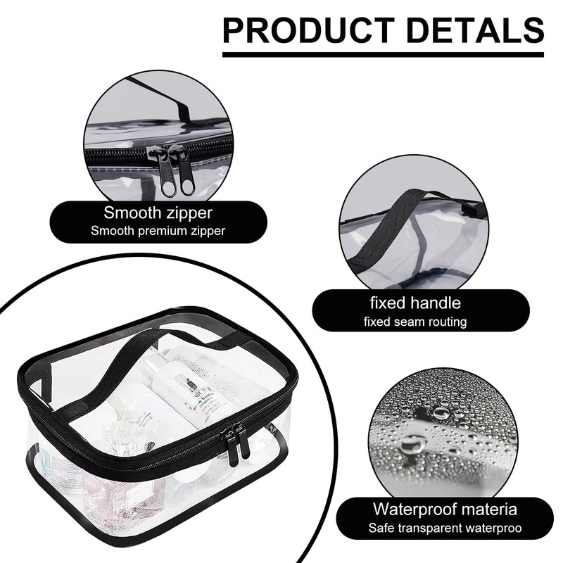 Clear Toiletry Bag, 2PCS Clear Make up Bag, Transparent Cosmetic
