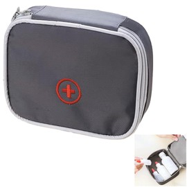 Ji liangli 1 grey medicine bag; a portable mini first-aid kit with a zip; ideal as a compact travel first-aid kit for the home, office, outdoors and holidays; a practical medicine storage bag