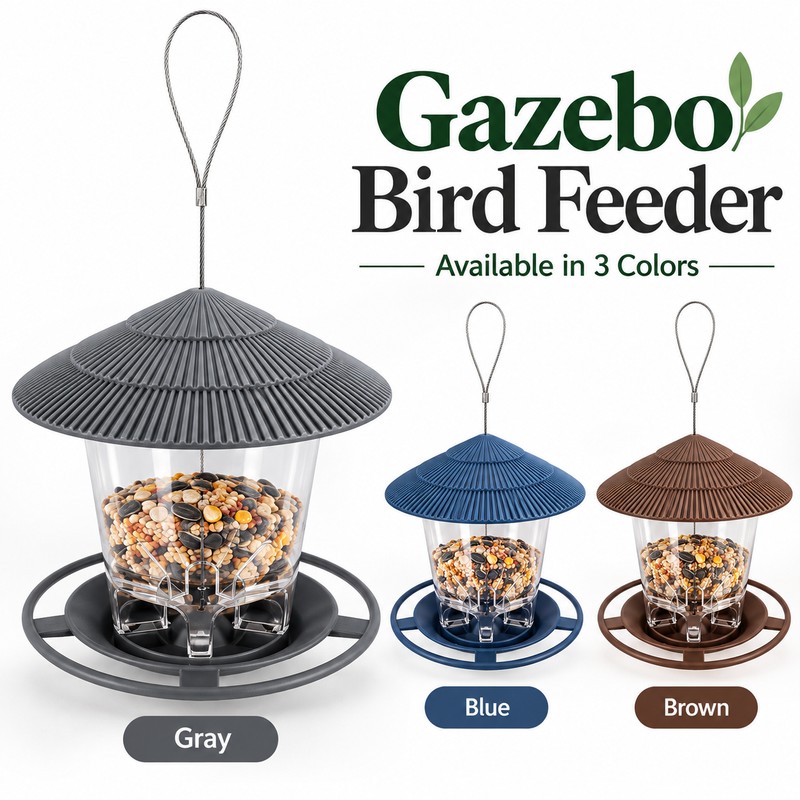 Hanging Bird Feeder for Wild Birds – Gazebo-Style Plastic Seed