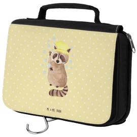 Mr. & Mrs. Panda Washbag Raccoon, yellow, Hand Drawn