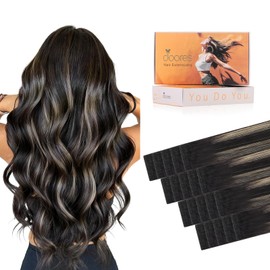 DOORES Tape in Hair Extensions, Balayage Natural Black to Light Blonde 18 Inch 50g/20pcs, Long Genius Remy Tape in Hair Extensions