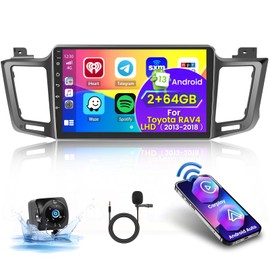 Roinvou 2+64G Android 10.1" Touch Screen for Toyota RAV4 2013-2018 (LHD) with Wireless CarPlay Android Auto WiFi Bluetooth GPS Navigation FM RDS Radio Backup Camera