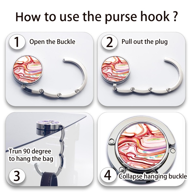 BEAVOING Purse Hook for Table, Set of 3 Purse Hanger