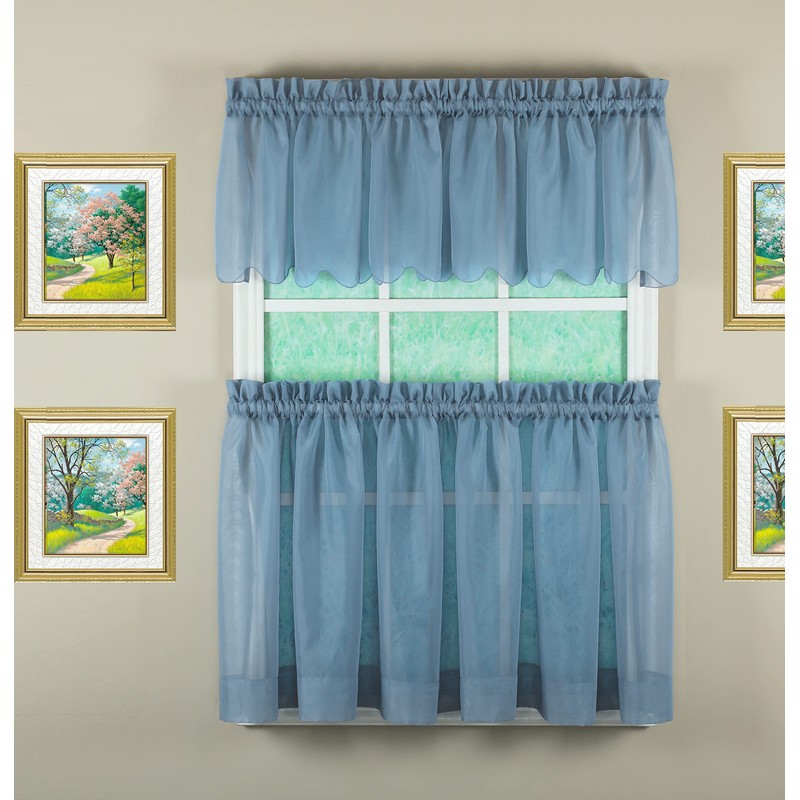 Today's Curtain Emelia Original Voile Tier Pair 24", Wedge Blue,