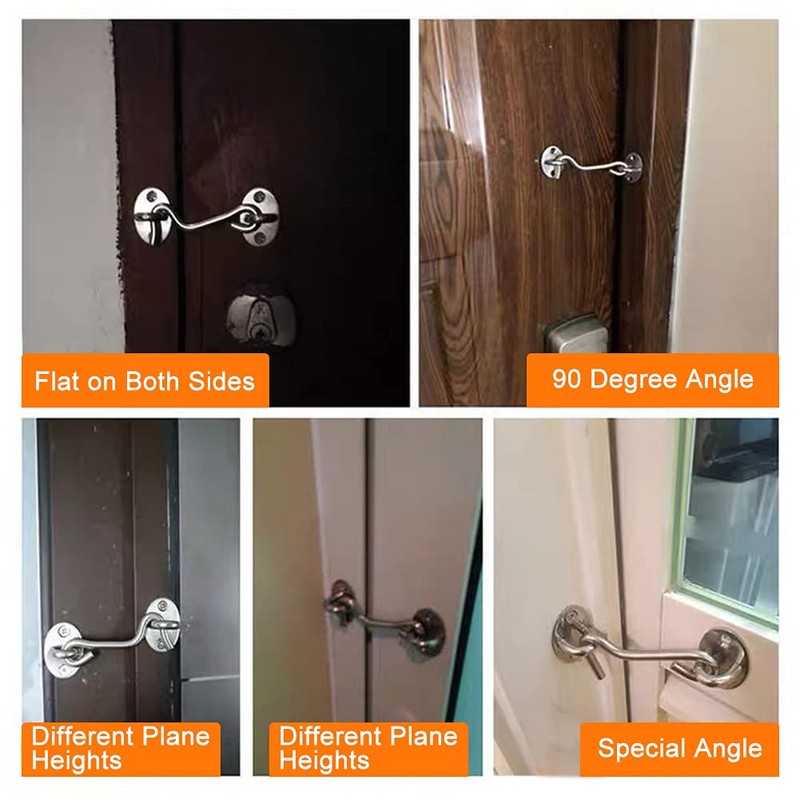 2Pcs Stainless Steel Cabin Door Hook & Eye Latch Lock