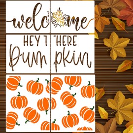 Fall Stencils for Door Mat 27”x14” Pumpkin Stencils for Porch Welcome Doormat Autumn Leaves Gather Draw Templates for Doormat Wood Signs DIY Crafts Decor
