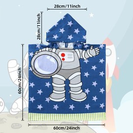 Yostyle Toalla de Baño para Niños de Playa con Capucha,Poncho de Playa de de Gran Tamaño para Niños de 2 a 9 Años,Bata de Baño de Algodón Súper Suave y Absorbente,para Ducha,Playa,Piscina,Astronauta