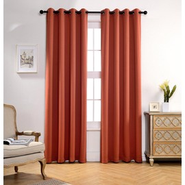 MIUCO Room Darkening Thermal Insulated Grommet Window Blackout Curtains Panels for Livingroom 1 Pair 52x84 Inch Rust, Bonus 2 Tie Backs Included