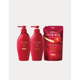 Tsubaki [츠바키] 프리미엄 모이스트 & 리페어 샴푸 컨디셔너 2종 세트(샴푸 리필 300ml 증정) [Tsubaki] Premium Moist & Repair Shampoo and Conditioner Set (Includes 300ml Shampoo Refill)