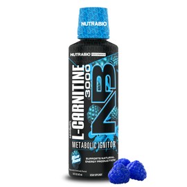 NutraBio – L-Carnitine Liquid Shots – 3000mg, (Blue Razz) – 10mg of Vitamin B-5 – Zero Carbs & Sugars – Energy Production – Muscle Recovery