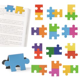 Set of 12 Jigsaw Puzzle Magnetic Bookmarks Colorful Book Markers Page Clips Back to School Classroom Office Home Stationery Supplies Essentials Party Favors Gift for Kids Students Teacher Book Lovers