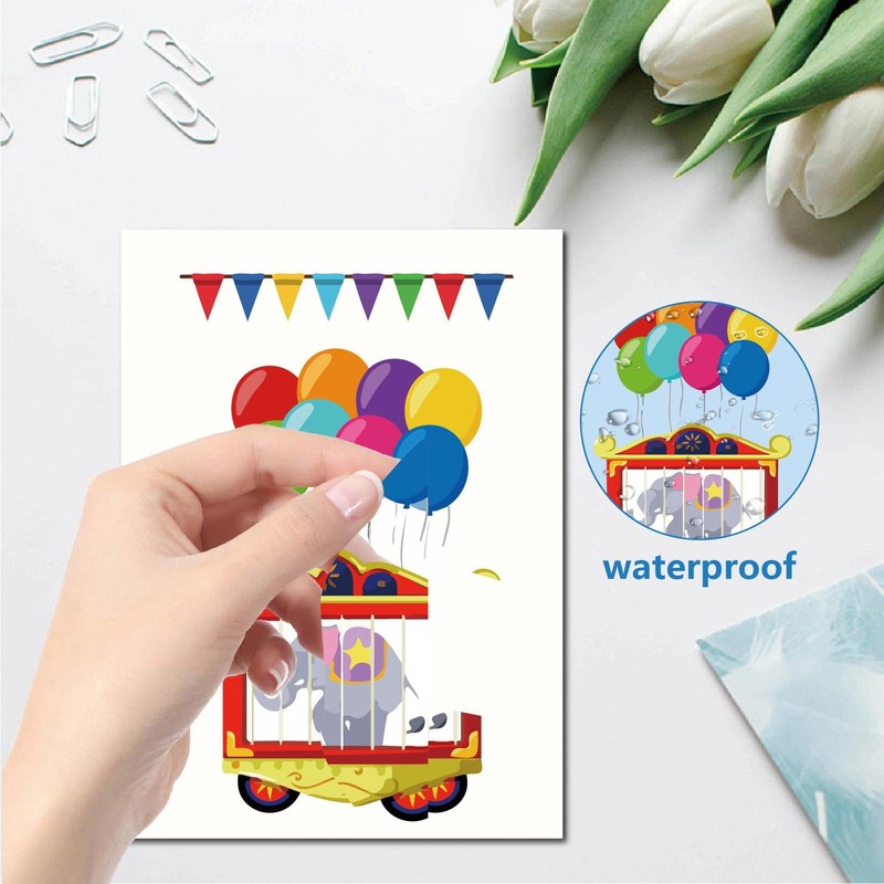 CREATCABIN 9 Sheets Circus Carnival Animals Window Stickers Clown Amusement