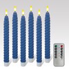 FCMSHAMD Dark Blue Spiral Flameless Taper Candles, 9.8 Inch Flickering
