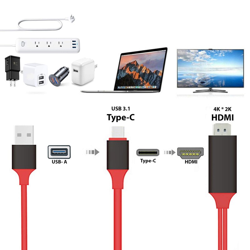Tek Styz Powered USB-C 4k HDMI Cable Compatible with Dell