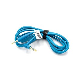 vhbw Audio AUX Cable Compatible with Bose QuietComfort 25, 35 II, 35 Headphones - Audio Cable 3.5 mm Jack Plug, Microphone, Call Answer Button, Blue
