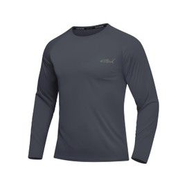 Men's UPF 50+ Sun Protection Shirts Rash Guard Long Sleeve Quick Dry Moisture Wicking Workouts Outdoor (DG L) Dark Grey