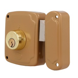 Amig - Right-hand surge lock with lever and tongue for wooden doors model 72PU | 80 x 95 mm | bolt with round cylinder | gold steel