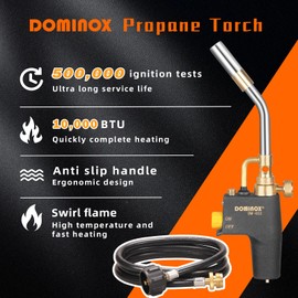 DOMINOX Propane Torch Head with 5FT Hose, High Intensity Trigger Start Gas Torch, Propane Torch Kit for Propane, Map and Mapp Gas, Soldering Torch Kit (Not Included Gas Tank)