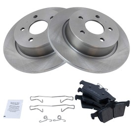 TRQ Rear Brake Pad & Rotor Kit Brake Pads Brake Rotor Ceramic Compatible with 2013-2018 Ford C-Max 2013-2016 Escape 2014-2018 Transit Connect