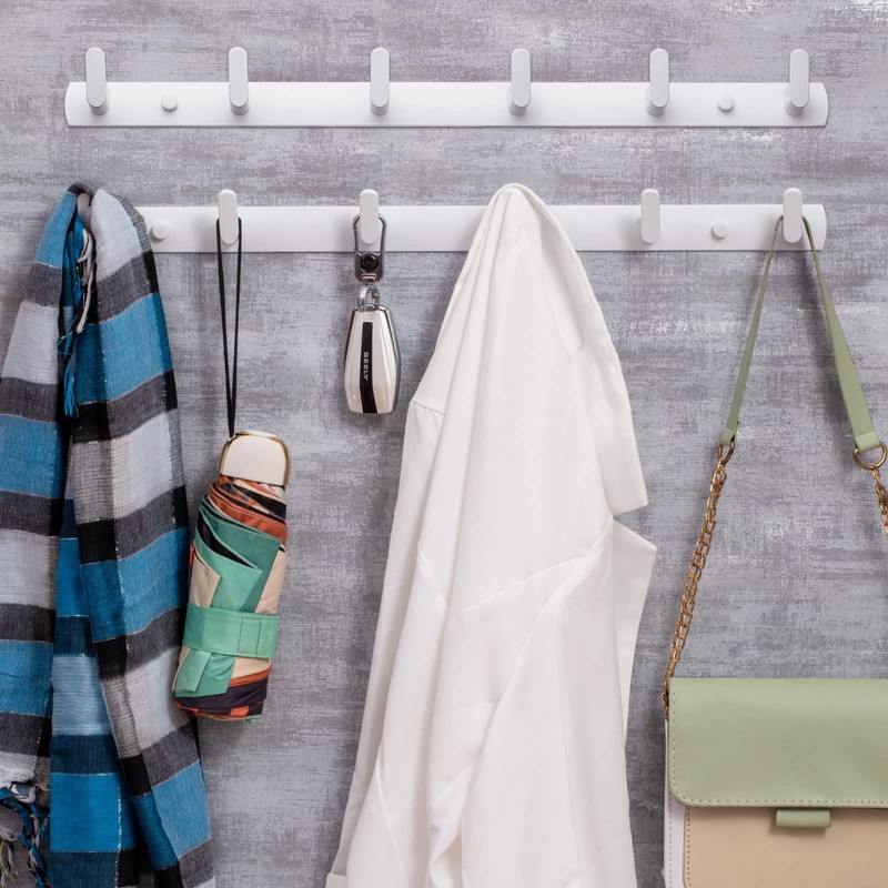 Fecraf Coat Hooks, White Coat Hooks Heavy Duty, Wall Mounted