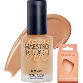 ULTRAMO Base de Maquillaje Matifica y Controla el Brillo Larga Duración Alta Cobertura, Prueba de Agua y Sudor Resistente a Transferencias, Incluye una Esponja de Maquillaje Color Aleatorio, NC42