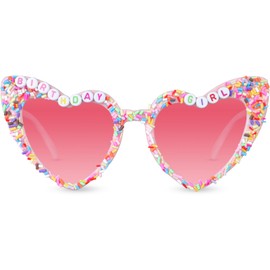 Birthday Glasses for Women- 'Birthday Girl' Donuts Birthday Sunglasses for Happy Birthday Party Gifts Accessories Party Favors (Pink)