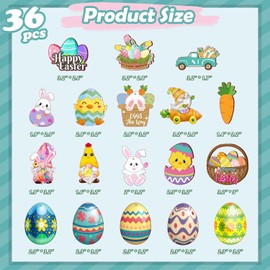 36Pcs Easter Decorations-(with Lights) Easter wooden Tree Decoration and Other 18 Styles-Easter Egg Ornaments Gnome Bunny Carrot Basket for Easter Party Decorations