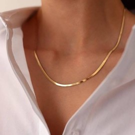 18k 3mm snake rope snake silver necklace Jihejung female celebrity gold（Yellow Gold） / 18k 3mm 뱀줄 스네이크 은 목걸이 지헤중 여자연예인 골드（Yellow Gold)