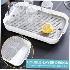 BRIGHTFUFU 1Pc Plastic Drain Tray for Kitchen Sink Dish Drainer and Dryer Tray with Water Filter Multipurpose Cup Drain Tray for Efficient Drying and Organization