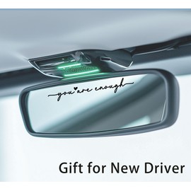 3 x Car Rear Mirror Vinyl Decal Stickers Water Bottle Decor Cute Laptop Sticker Aesthetic Tumbler Positive Affirmation Decal Car Rearview For Women Gift For Her (Black, You Are Enough)