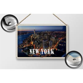 FEMER Tin Sign Travel 30 x 20 cm New York USA Big Apple High Rise Sign Tin Sign