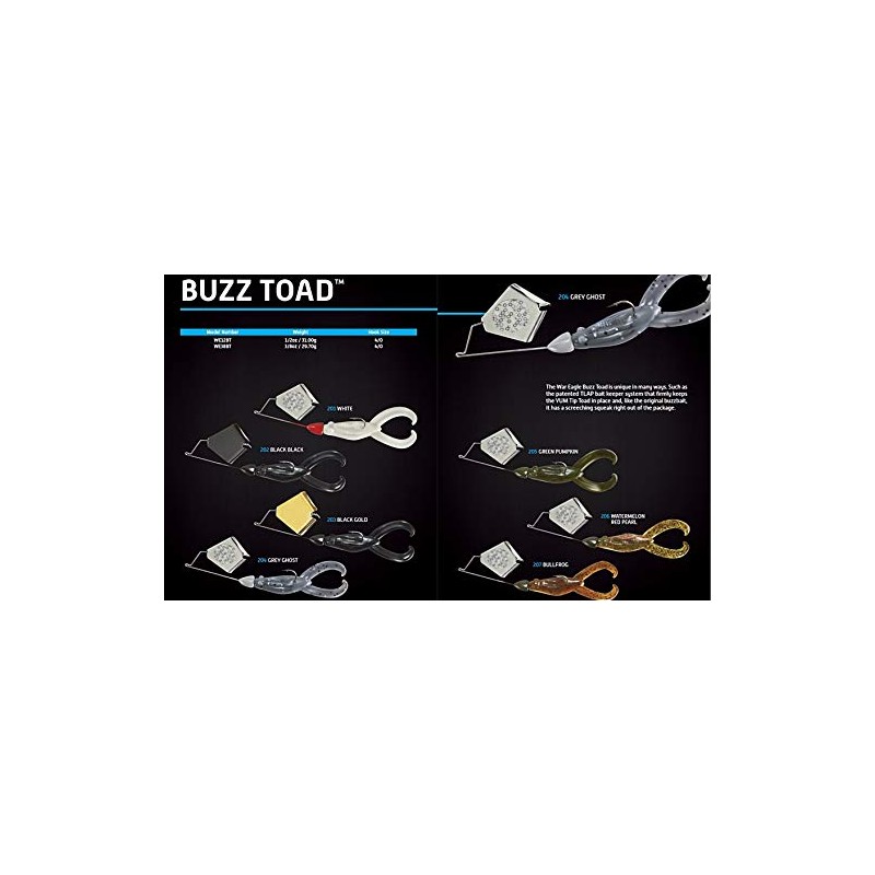 War Eagle WE38BT204 War 3/8 Buzztoad Artificial Fishing Bait, Grey