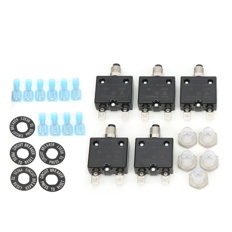 5A Thermal Circuit Breaker with Quick Connect Terminals Waterproof Cap