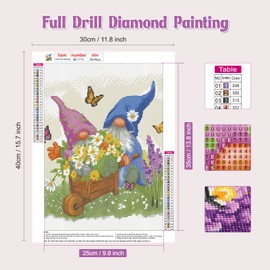 NAIMOER Gnomes Diamond Painting Kits for Adults，Full Drill Flowers and Carts Diamond Painting Kits, DIY 5D Diamond Painting Flowers and Snail Diamond Art Kits Crystal Craft for Home Decor 30x40cm